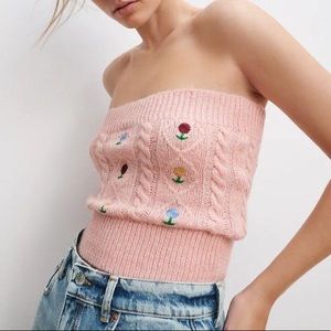 Zara Pointelle Knit Tube Top